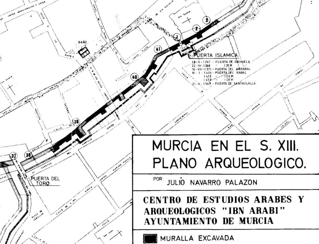 Plano arqueológico. Murcia en el siglo XII. Julio Navarro.
